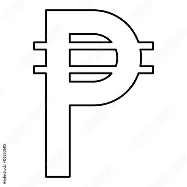 Obraz Filipino Peso sign symbol currency contour outline line icon black color vector illustration image thin flat style