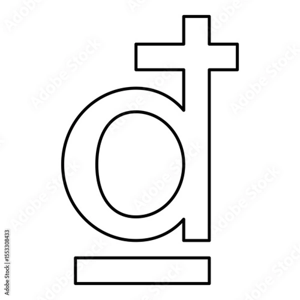 Obraz Symbol dong sign vietnamese currency contour outline line icon black color vector illustration image thin flat style