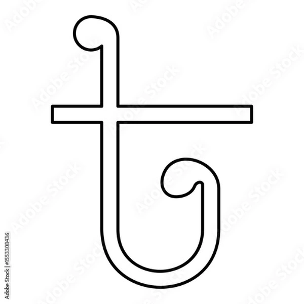 Obraz Symbol Taka Bangladeshi currency sign contour outline line icon black color vector illustration image thin flat style