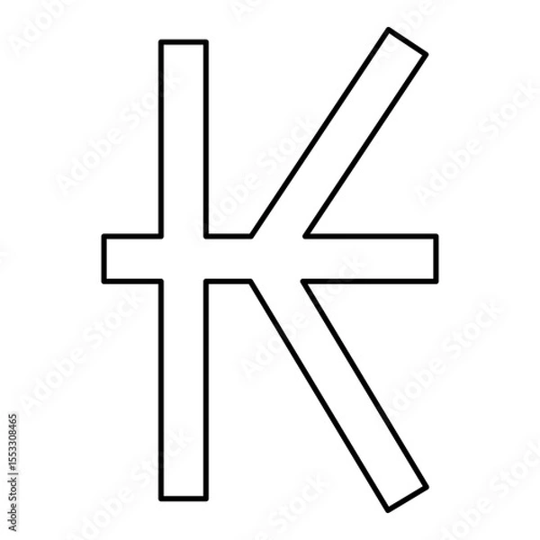 Obraz Symbol of Kip sign currency money contour outline line icon black color vector illustration image thin flat style