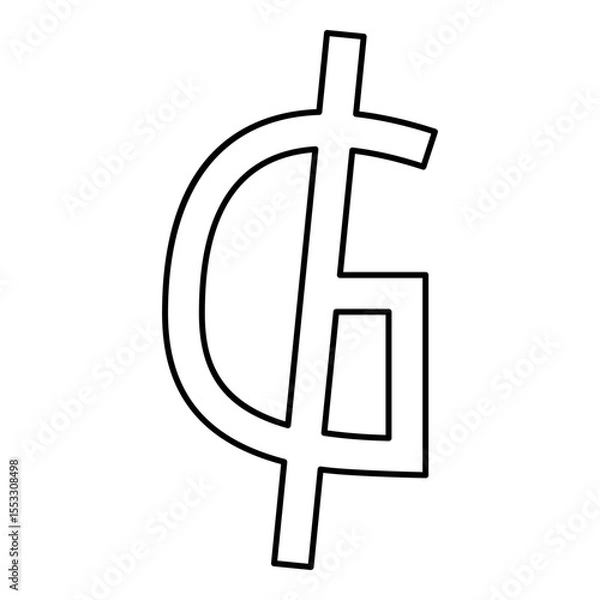 Obraz Symbol sign of Guarani Paraguay's official currency Paraguay money contour outline line icon black color vector illustration image thin flat style
