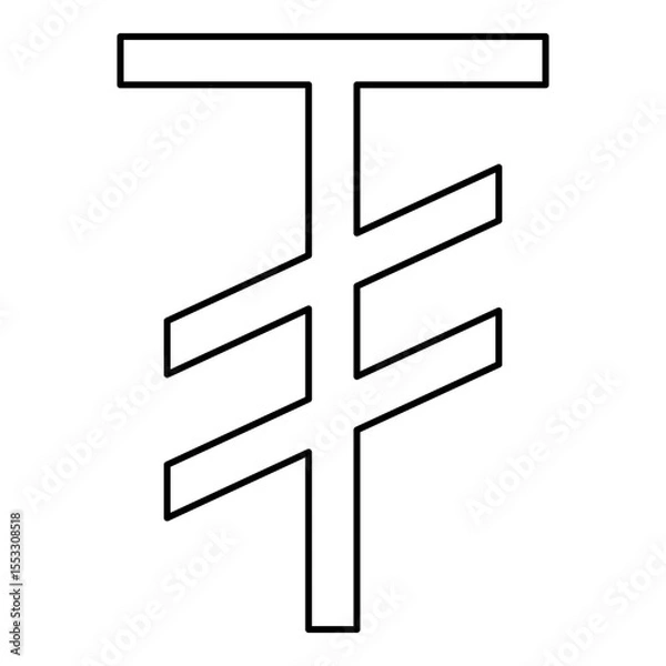 Obraz Tugrik symbol sign currency Mongolian money contour outline line icon black color vector illustration image thin flat style