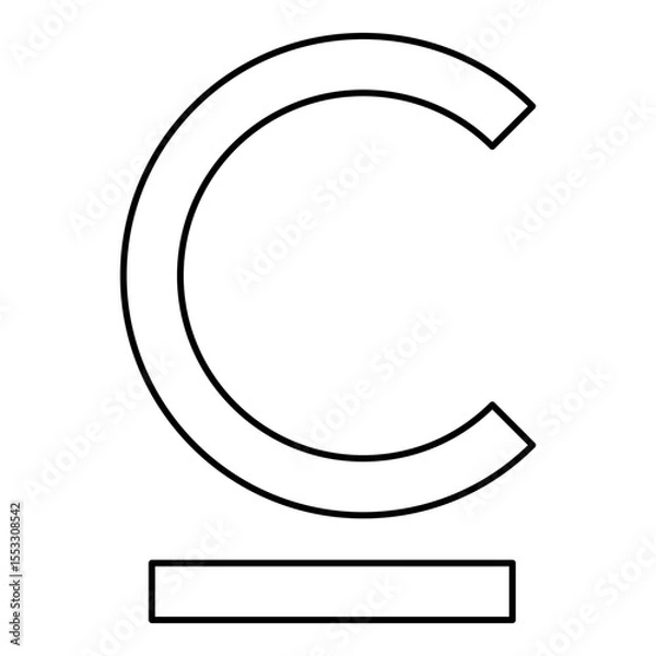 Obraz Som sign Kyrgyzstani currency symbol contour outline line icon black color vector illustration image thin flat style
