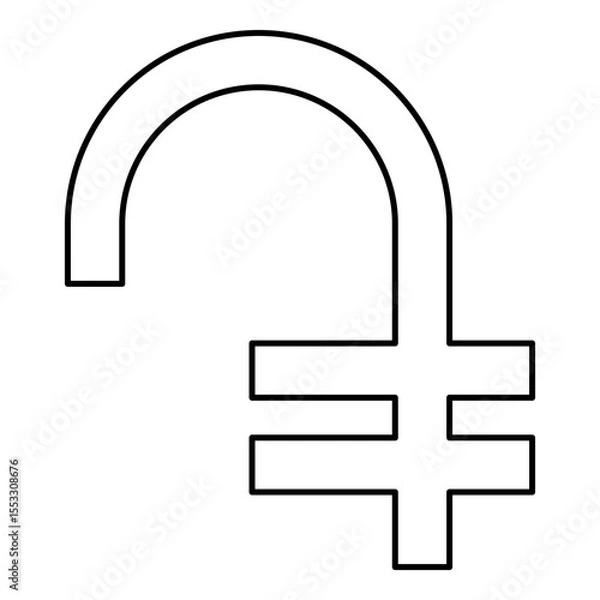 Obraz Dram Armenian sign symbol money contour outline line icon black color vector illustration image thin flat style