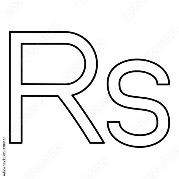 Obraz Rupee sign currency symbol money Rs contour outline line icon black color vector illustration image thin flat style