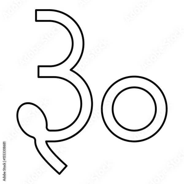 Obraz Rupee Gujarat Indian money currency symbol sign contour outline line icon black color vector illustration image thin flat style