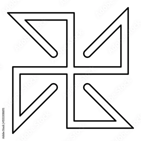 Obraz Solon symbol sign slavic pagan contour outline line icon black color vector illustration image thin flat style