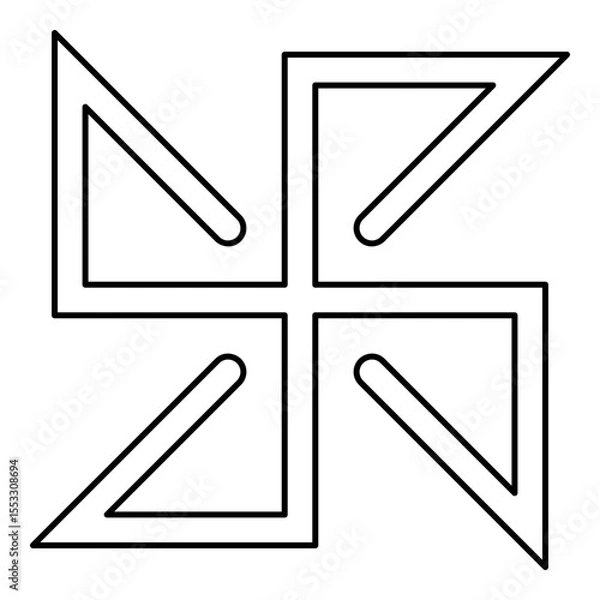 Obraz Yarovrat symbol sign slavic pagan contour outline line icon black color vector illustration image thin flat style