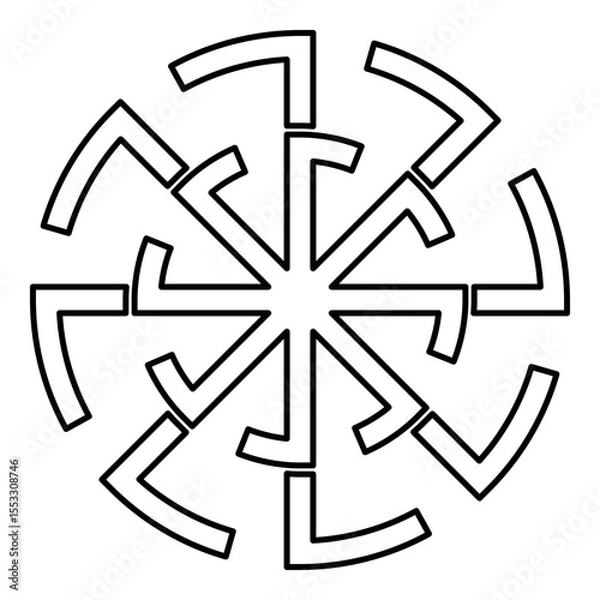 Obraz Svetch symbol sign slavic pagan contour outline line icon black color vector illustration image thin flat style