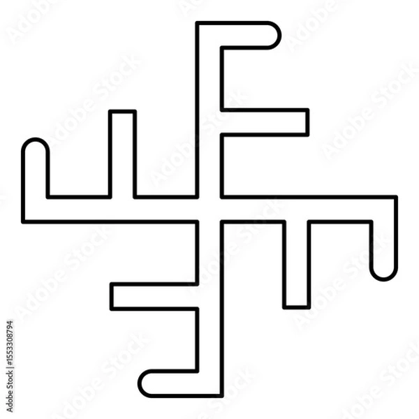 Obraz Sun crest symbol sign slavic pagan contour outline line icon black color vector illustration image thin flat style