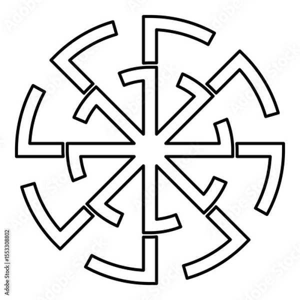 Obraz Svitovit symbol sign slavic pagan contour outline line icon black color vector illustration image thin flat style