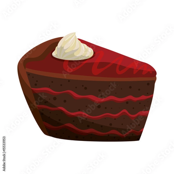Fototapeta Delicious chocolate cake icon vector illustration graphic design
