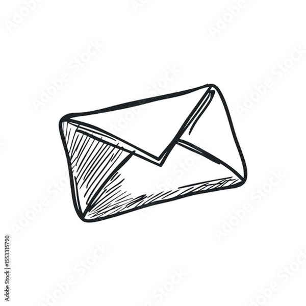 Fototapeta Doodle illustration of a envelope with paper on isolated white background