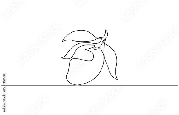 Fototapeta Continuous one line drawing of mango. Doodle vector illustration, Mango fruit hand drawn single line art Mango fruit hand drawn single line art.