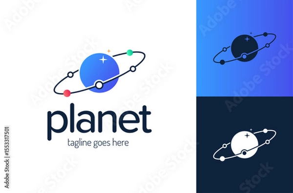 Fototapeta planet space logo. vector planet logo satellite design template cosmos best concept web icon app science