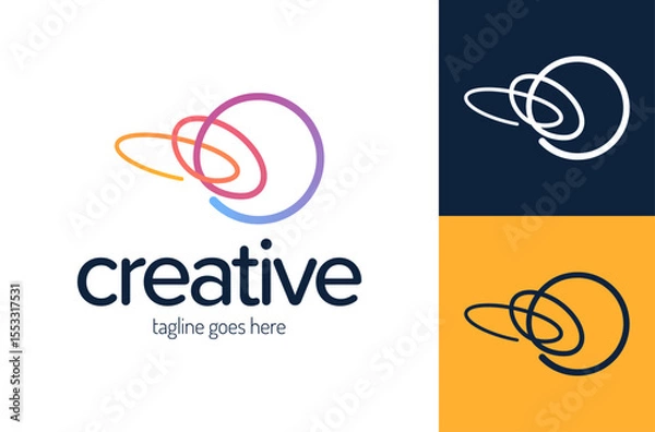 Fototapeta creative dynamic circle logo. Abstract logo from colorful circles. Universal waves rotation sign. Creative tech science symbol. Vector illustration
