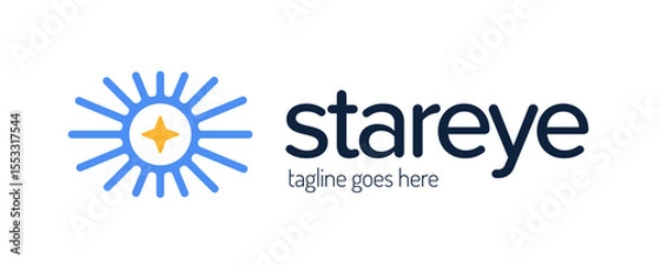 Fototapeta abstract eye with star logo design. simple sun eye logo vector illustration template design