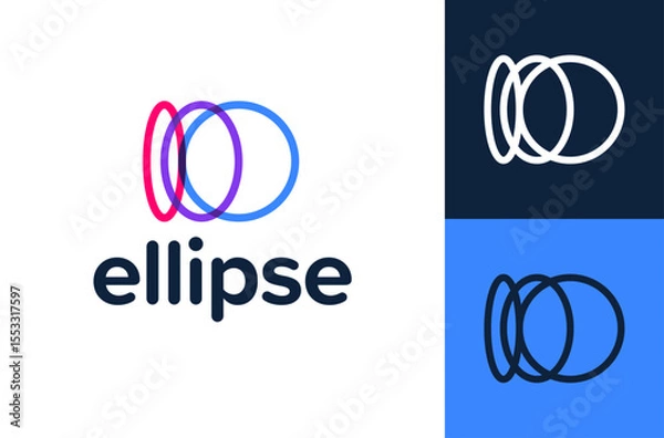 Fototapeta abstract ellipse logotype. Letter O Creative waves curving rings circles logo design template. Universal colorful lines creative vector icon sign logotype isolated on white background