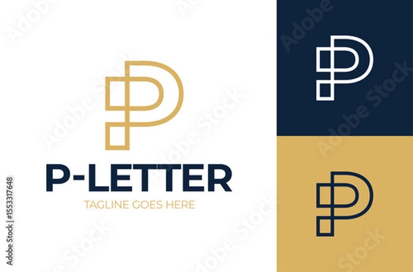 Fototapeta minimal p letter logo. letter P logo with a simple monogram concept. Creative Idea logos designs Vector illustration template