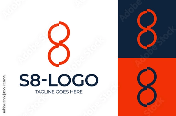 Fototapeta initial letter S and number 8 or double initial letter S with infinity logo design template.