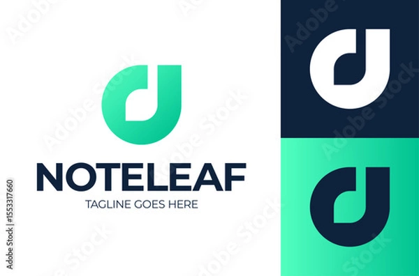 Fototapeta Minimal music note leaf logotype. Music note with leaf logo design illustration. Creative Idea logos designs Vector illustration template