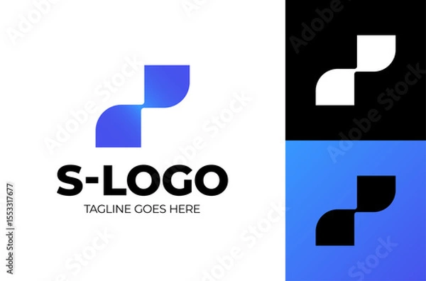 Fototapeta Abstract tech letter s logo. S logotype leading data and road concept design. Letters with geometric design