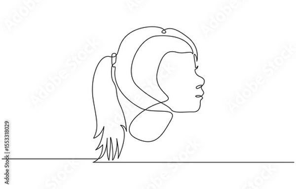 Fototapeta Single continuous line drawing beautiful aesthetic portrait woman abstract face, Vector One Line Illustration for Minimalistic Home Décor, Wall Art, Posters, Print.