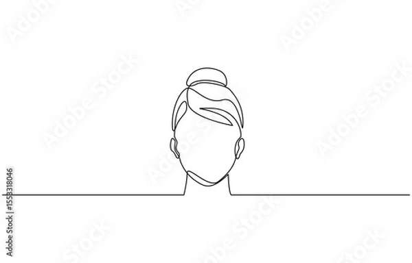 Fototapeta Single continuous line drawing beautiful aesthetic portrait woman abstract face, Vector One Line Illustration for Minimalistic Home Décor, Wall Art, Posters, Print.