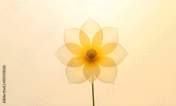Fototapeta Abstract Yellow Flower Illustration on Light Background - Serene Minimalist Design