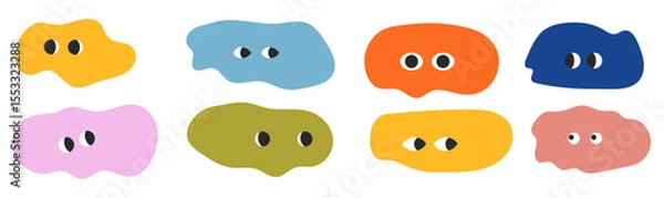 Fototapeta Abstract funny faces rainbow blob shape organic vector elements in pastel beige pink colors. Wavy liquid irregular forms in simple minimalistic style.