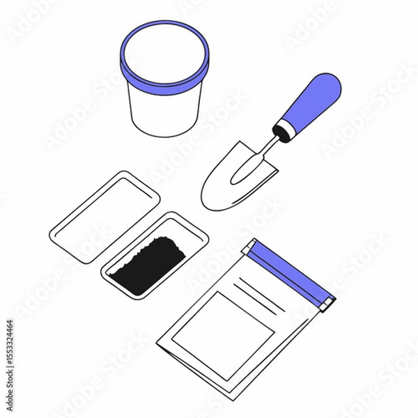 Fototapeta Soil test sample kit with tools for gardening and analysis  
