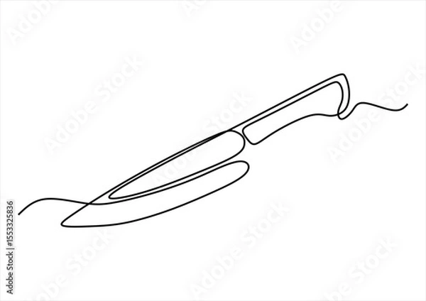 Fototapeta Minimalist Single-Line Drawing of a Chef's Knife.  line icon-continuous line drawing. Editable stroke.