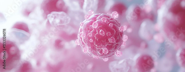 Obraz Melanoma cells under high magnification detailed view of melanoma skin cancer cells, with dark pigmentation and irregular cellular shapes under a microscope