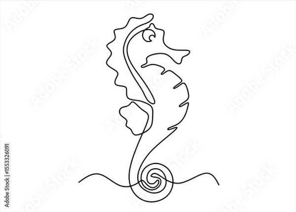 Fototapeta Seahorse in Minimalist Line Art.  line icon-continuous line drawing. Editable stroke.
