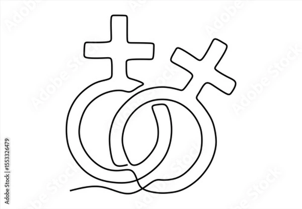 Fototapeta Two intertwined female symbols.  line icon-continuous line drawing. Editable stroke.