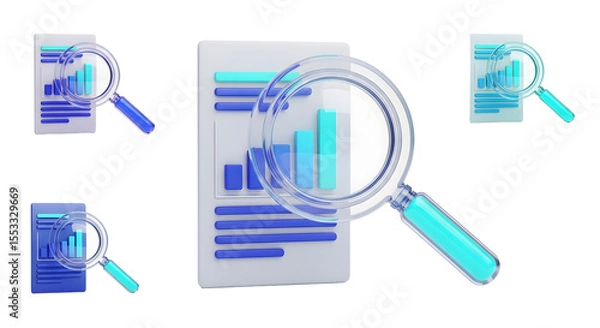 Obraz 3D Data Analysis with Magnifying Glass