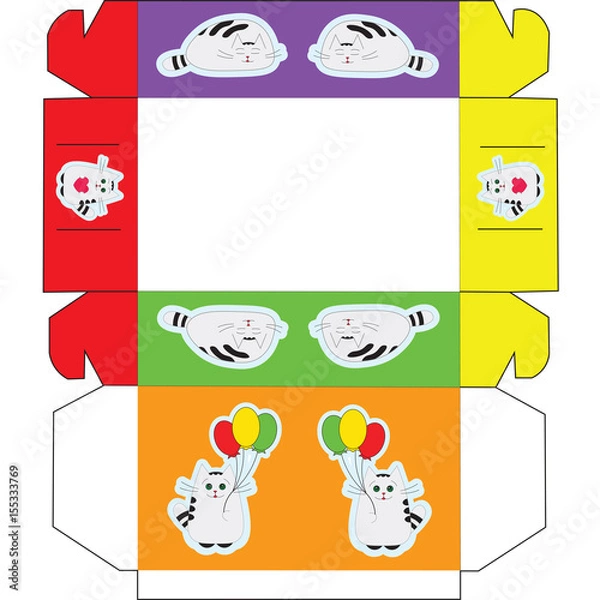 Obraz Box handmade design with  cute cartoon cats