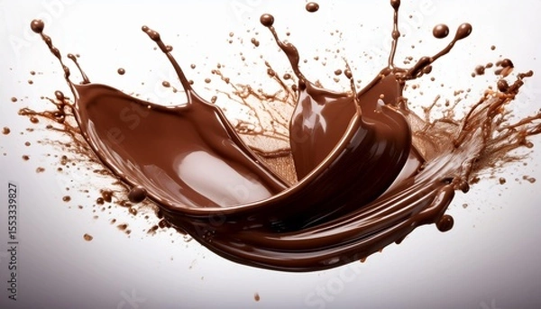 Fototapeta chocolate splash isolated on a white background showcasing rich texture