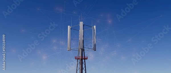 Obraz A 5g communication tower with a red and white base