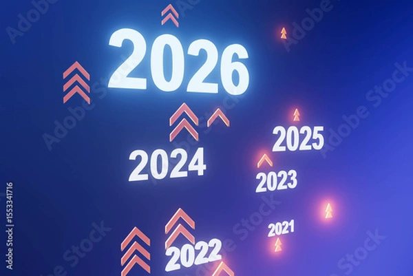 Obraz 2026 business concept with keywords: planning, opportunity, challenge, and strategy. New goals and visions for the coming year