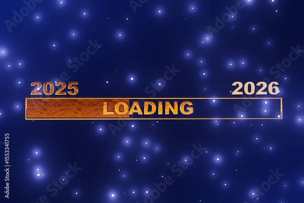 Obraz blue background featuring a loading bar labeled "Loading" with the numbers 2026, symbolizing anticipation and upcoming new year