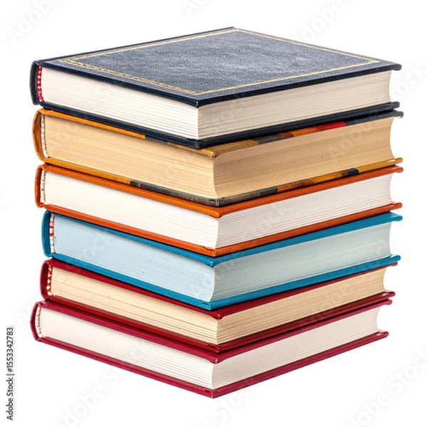 Fototapeta Colorful Stack Of Storybooks Isolated Against A Transparent Background Featuring Various Colors And Textures Perfect For Education And Reading