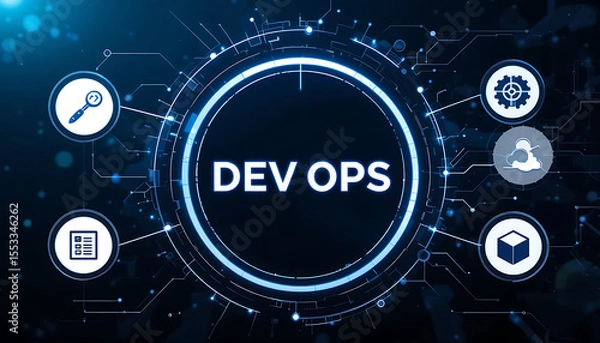 Fototapeta "DevOps CI/CD Pipeline Automation Stages for Seamless Software Integration and Deployment"

