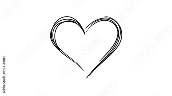 Fototapeta Elegant Heart Outline Drawing with Artistic Brush Strokes