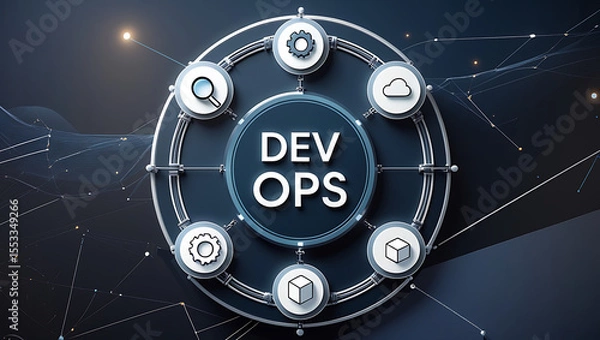 Fototapeta "DevOps CI/CD Pipeline Automation Stages for Seamless Software Integration and Deployment"

