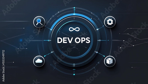 Fototapeta "DevOps CI/CD Pipeline Automation Stages for Seamless Software Integration and Deployment"

