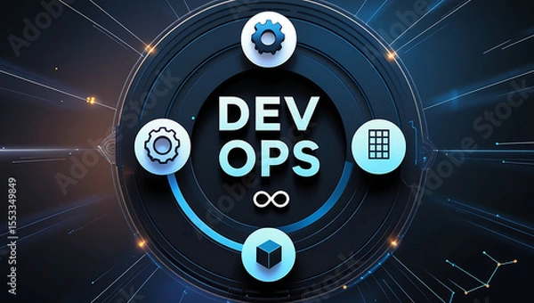 Fototapeta "DevOps CI/CD Pipeline Automation Stages for Seamless Software Integration and Deployment"

