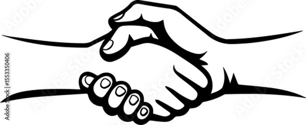 Fototapeta handshake line drawing vector illustration