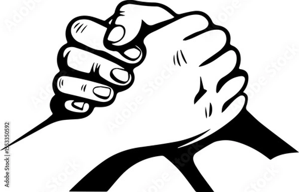 Fototapeta handshake line drawing vector illustration