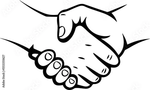 Fototapeta handshake line drawing vector illustration